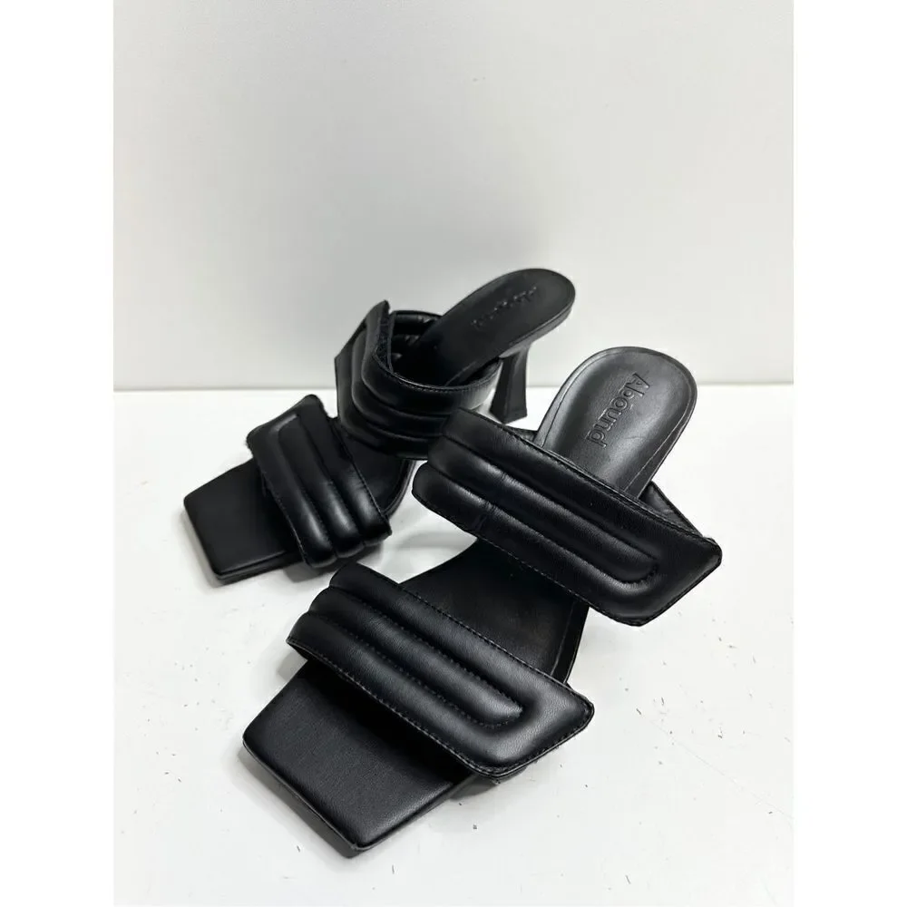 Abound Sandals Size 6 Black Qarly Open‎ Square Toe Slip On Heels